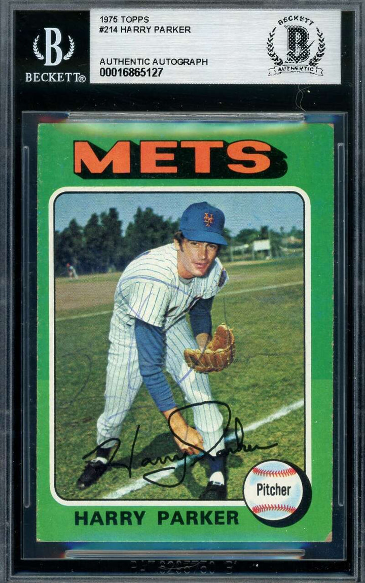 Harry Parker Beckett BAS Signed Rare 1975 Topps Autograph