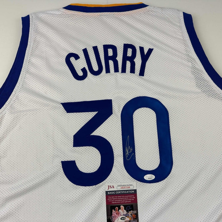 Autographed/Signed Stephen Steph Curry Golden State White Jersey JSA COA