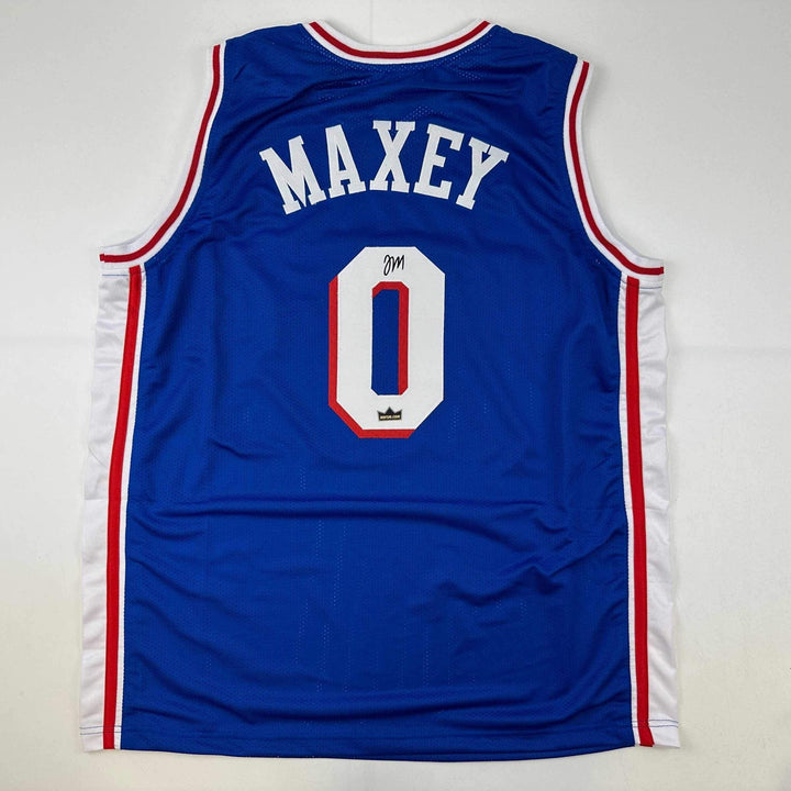 Facsimile Autographed Tyrese Maxey Philadelphia Blue Reprint Jersey Size Mens XL