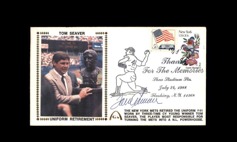 Tom Seaver PSA DNA Signed 1988 First Day Cover Cache FDC Uniform Retirement Auto