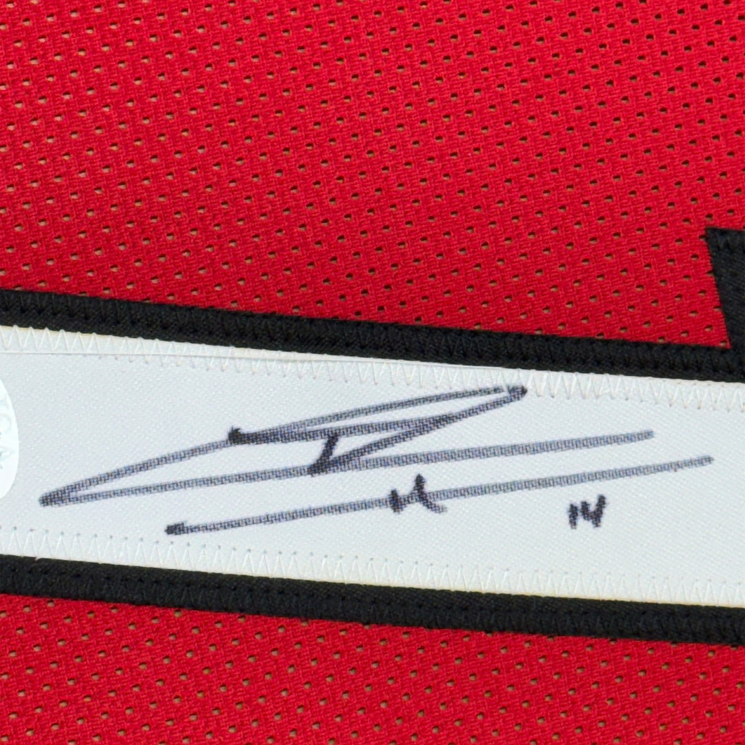 Framed Autographed/Signed Tyler Herro 33x42 Miami Red Jersey JSA COA