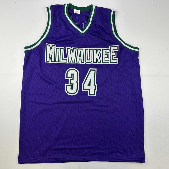 Facsimile Autographed Ray Allen Milwaukee Purple Reprint Jersey Size Men's XL