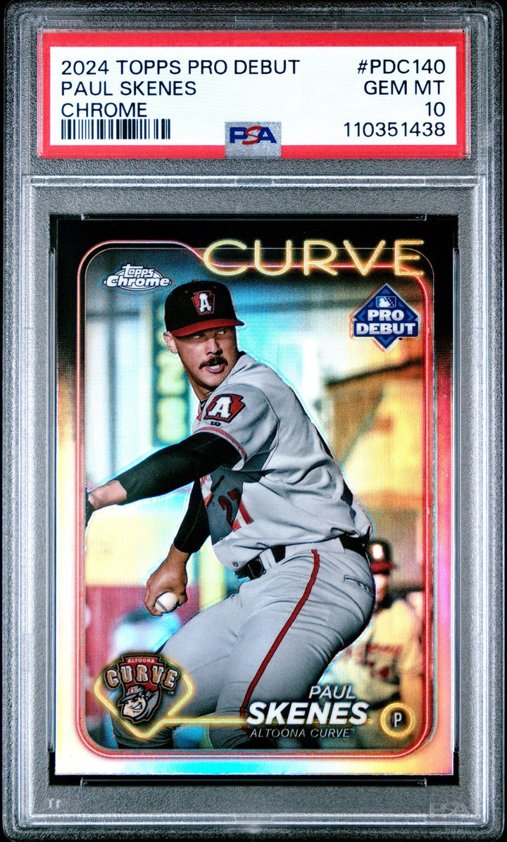 Graded 2024 Topps Pro Debut Paul Skenes #PDC140 Chrome RC Card PSA 10