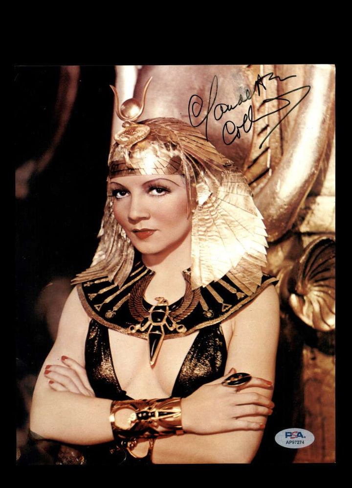 Claudette Colbert PSA DNA Coa Signed 8x10 Photo Autograph Cleopatra