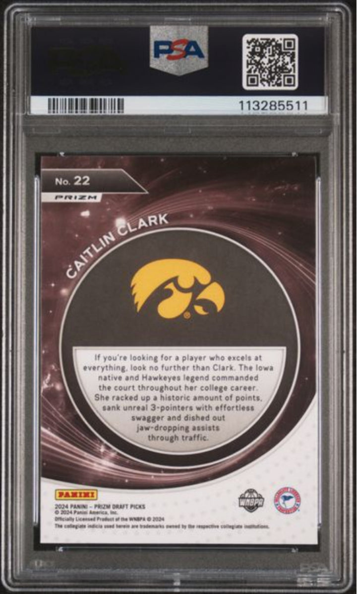 Graded 2024 Panini Prizm DP Caitlin Clark #22 Student Ice Rookie Card PSA 10
