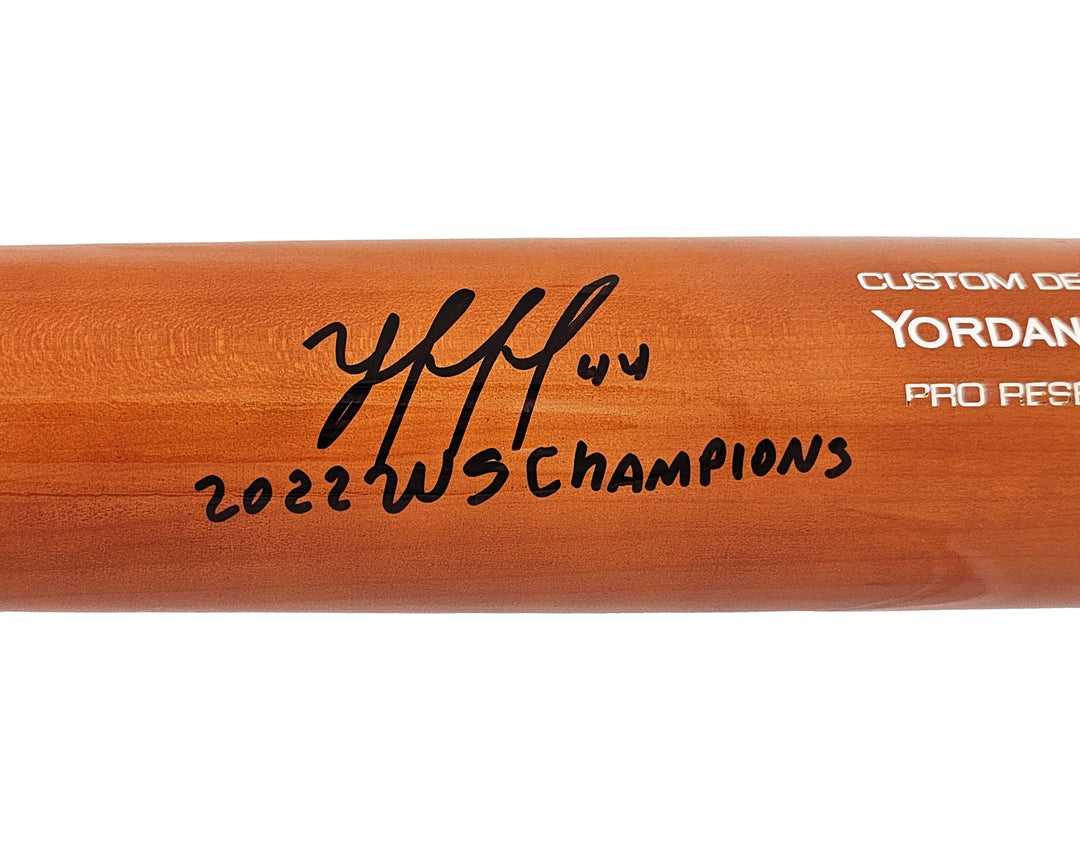 Yordan Alvarez Auto Orange Blue Victus Player Model Bat Astros 22 WS Champ BAS