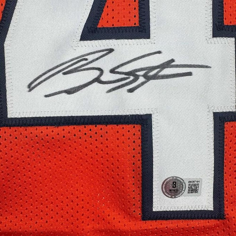 Framed Autographed/Signed Brandon Stokley 35x39 Denver Orange Jersey Beckett COA