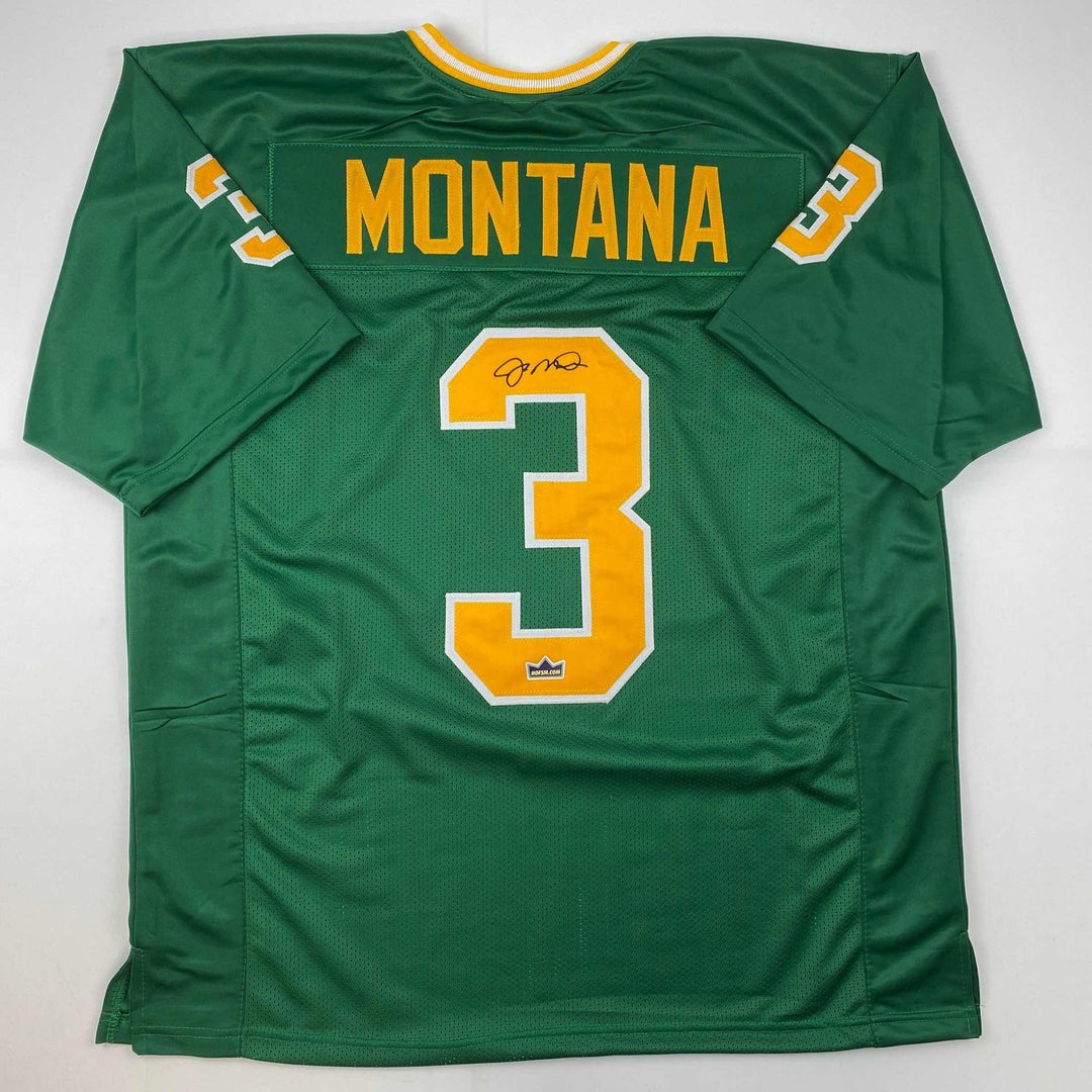 Facsimile Autographed Joe Montana Notre Dame Green Jersey Size Men's XL