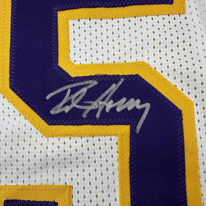 Framed Signed Robert Horry 35x39 Los Angeles LA White Jersey COA