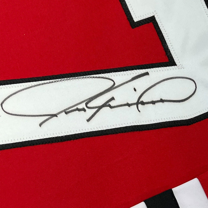 FRAMED Autographed/Signed JEREMY ROENICK 33x42 Chicago Red Jersey JSA COA