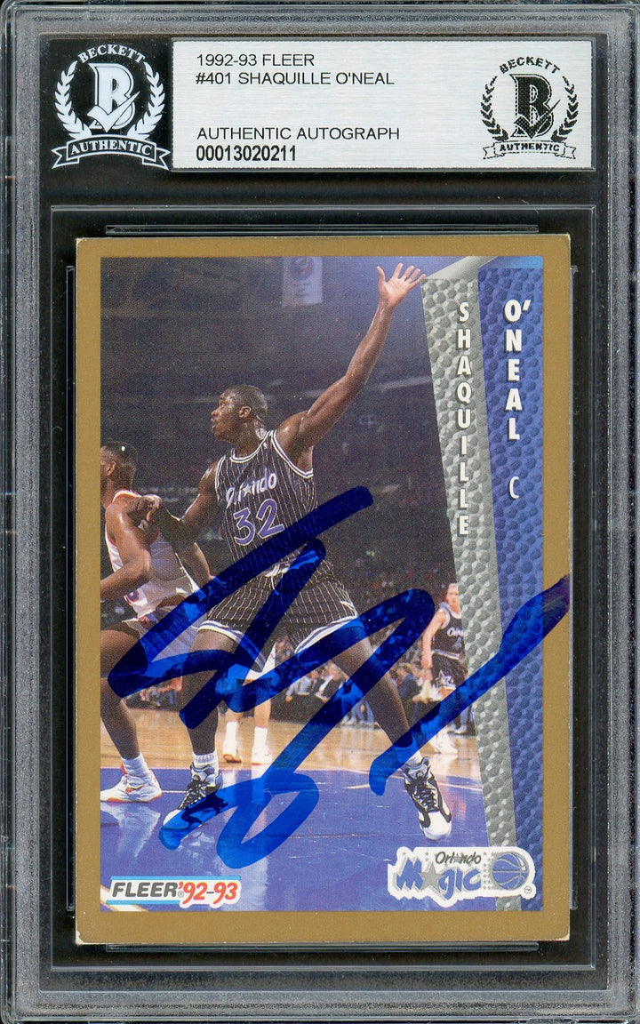 Shaquille Shaq O'Neal Signed 1992-93 Fleer RC 401 Magic Beckett #13020211