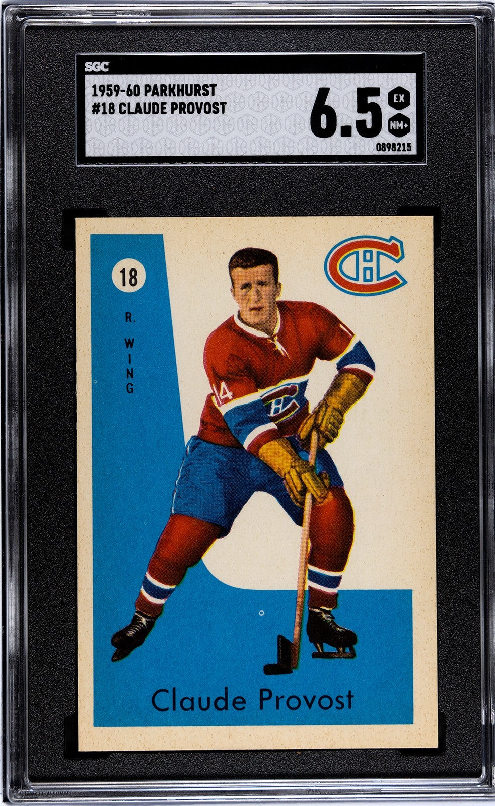 Claude Provost 1959-60 Parkhurst NHL Card #18- SGC Graded 6.5 EX-NM+ (Canadiens)