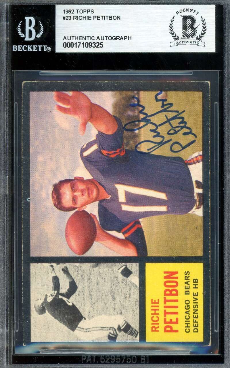 Richie Petitbon Beckett BAS Signed 1962 Topps Rookie Autograph