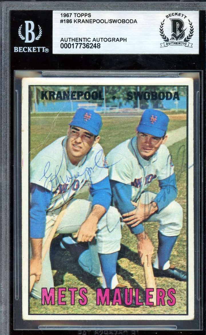 Ed Kranepool Ron Swoboda Beckett BAS Vintage Signed 1967 Topps Mets Maulers Auto