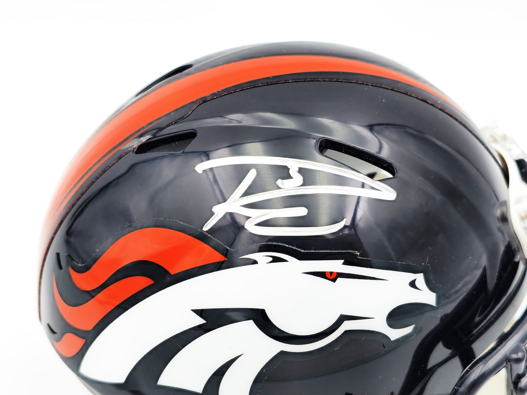 Russell Wilson Signed Denver Broncos Blue Speed Mini Helmet Fanatics Holo