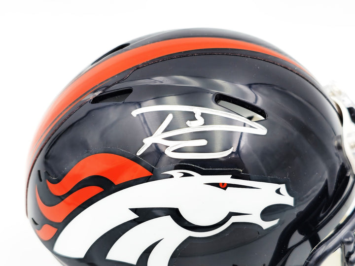 Russell Wilson Signed Denver Broncos Blue Speed Mini Helmet Fanatics Holo