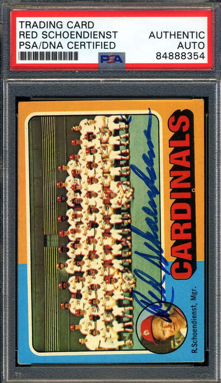 Red Schoendienst PSA DNA Signed 1975 Topps Team Autograph