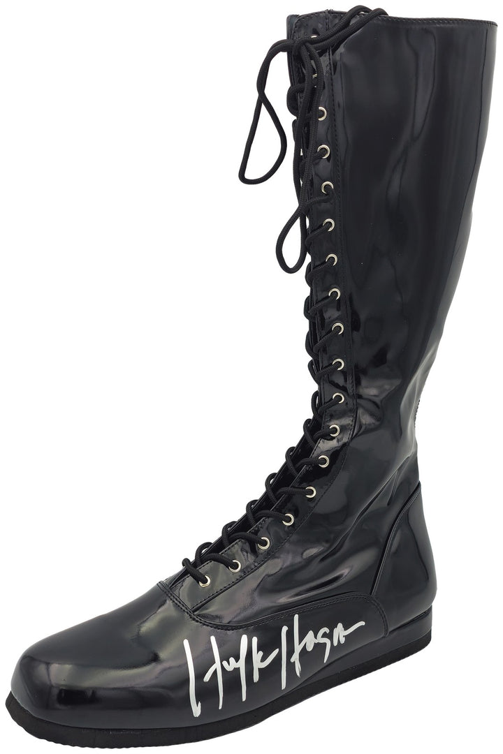 Hulk Hogan Autographed Signed Black Left Foot Boot Shoes WWE JSA
