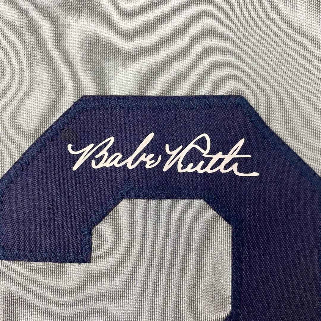 Facsimile Autographed Babe Ruth New York Grey Reprint Laser Jersey Size Men's XL
