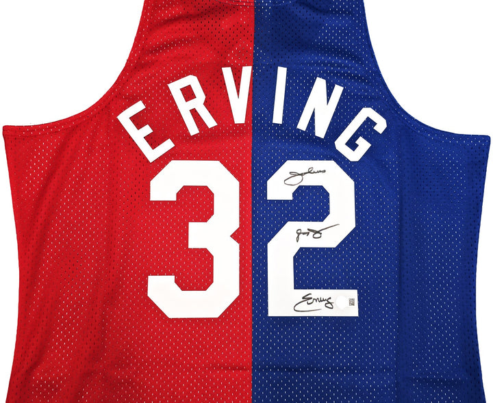 Nets Julius "Dr. J" Erving Auto Red & Blue M&N 1973 HWC Swingman Jersey Size XL