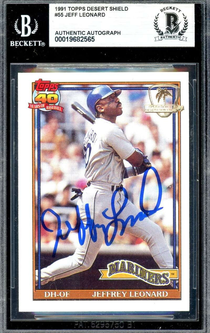 Jeff Leonard Beckett BAS Signed 1991 Topps Desert Shield Autograph