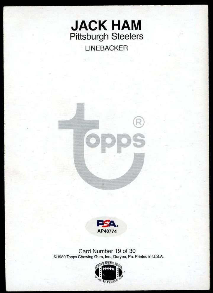 Jack Ham PSA DNA Signed 1980 Topps Super Autograph