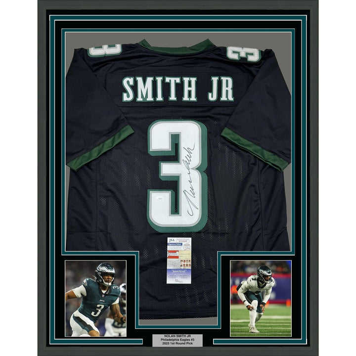 Framed Signed Nolan Smith Jr 35x39 Philadelphia Black Jersey JSA COA