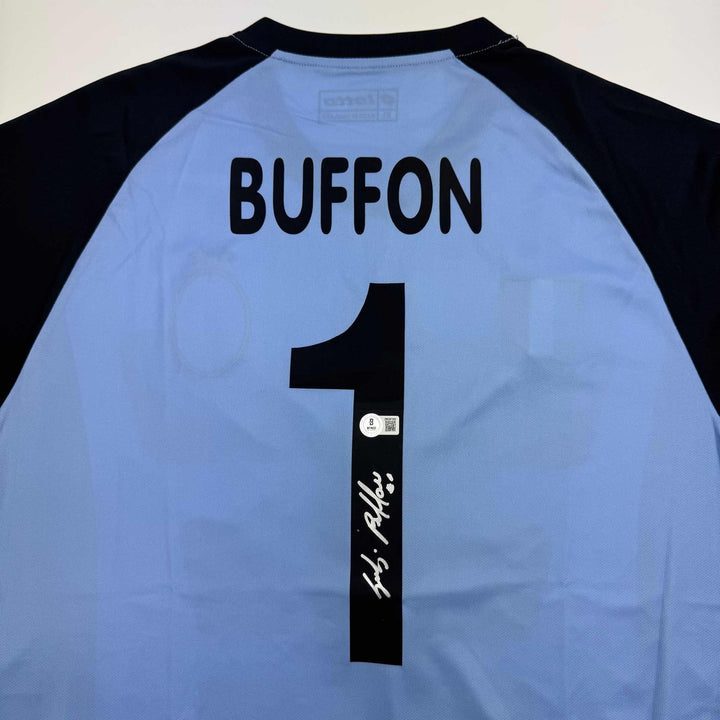 Autographed/Signed Gianluigi Buffon Juventus Blue Jersey Beckett BAS COA