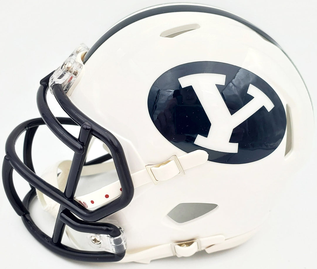 Zach Wilson Signed BYU Cougars White Speed Mini Helmet Beckett BAS