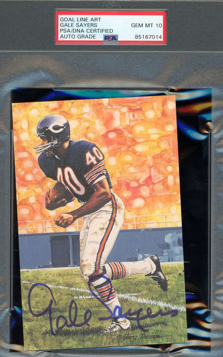 Gale Sayers Gem Mint 10 PSA DNA Signed Goal Line Art Card GLAC Autographed