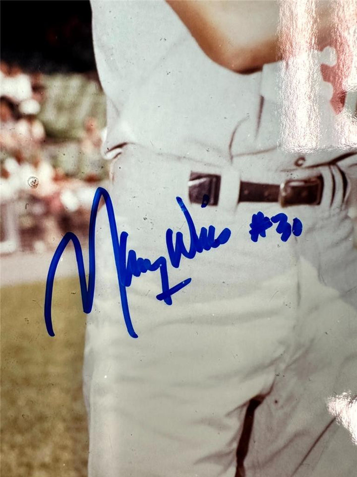 Maury Wills signed #30 Los Angeles Dodgers 8x10 Photo autograph (B)~ Beckett BAS