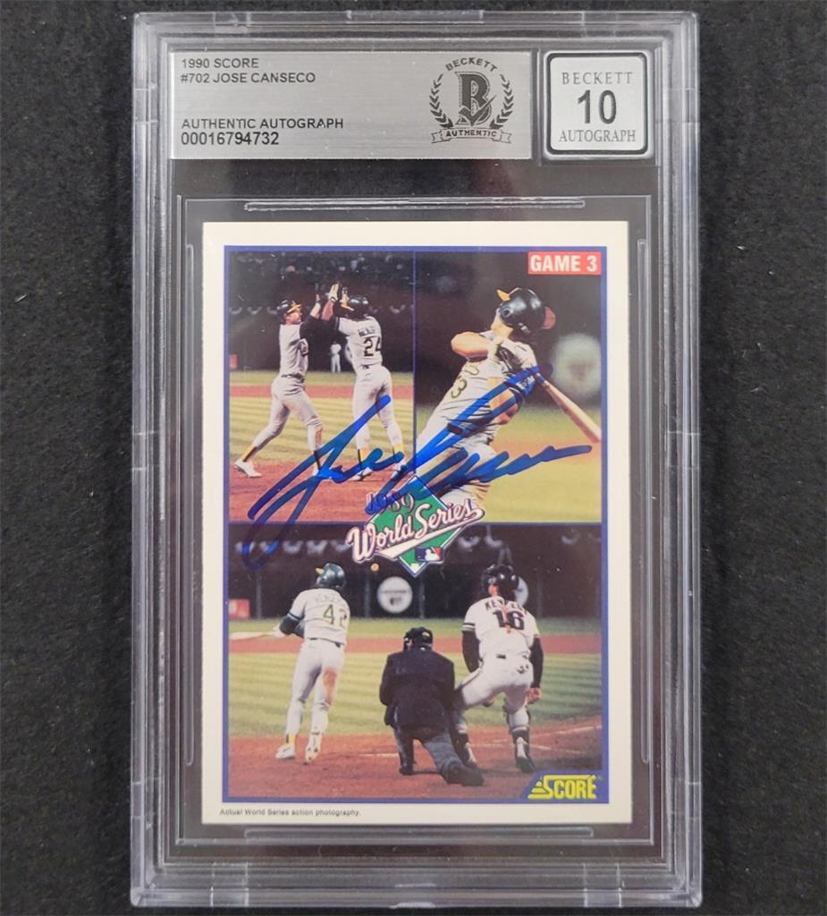Jose Canseco signed 1990 Score #702 card autograph 732 ~ Beckett BAS 10 auto