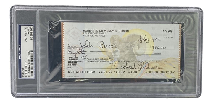 Bob Gibson St. Louis Cardinals Signed Slabbed  Bank Check #1398 PSA/DNA