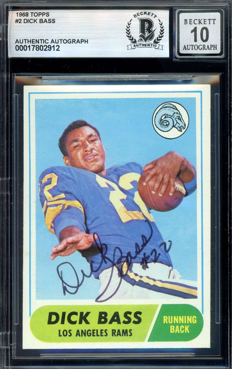 Dick Bass Gem Mint 10 Beckett BAS Signed 1968 Topps Autograph
