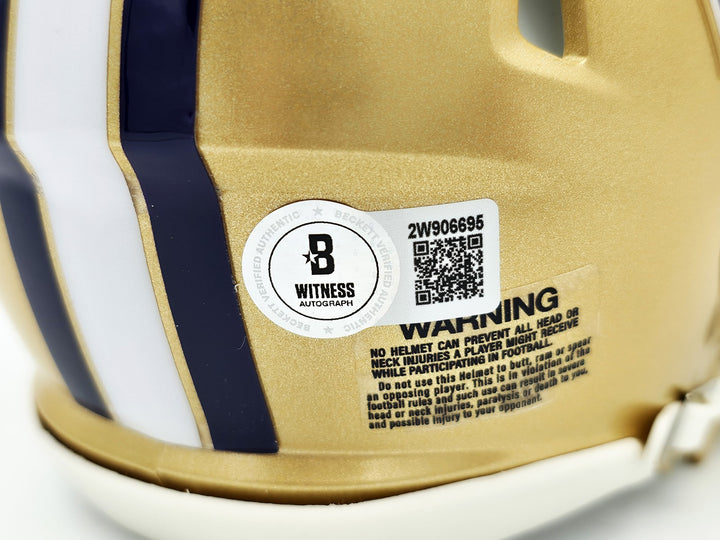 Michael Penix Jr. Signed Washington Huskies Gold Speed Mini Helmet Beckett Wit