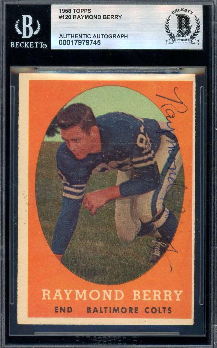 Raymond Berry Beckett BAS Vintage Signed 1958 Topps Autograph