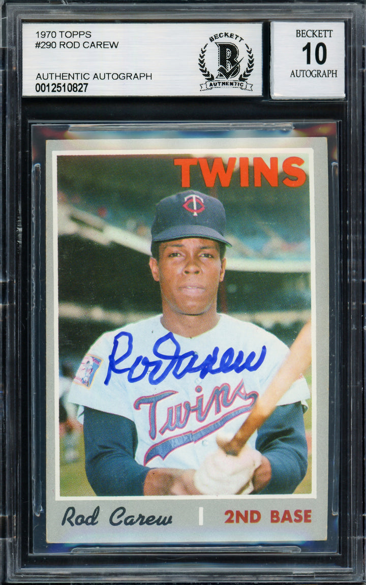 Rod Carew Signed 1970 Topps Card 290 Minnesota Twins Auto GM 10 Beckett
