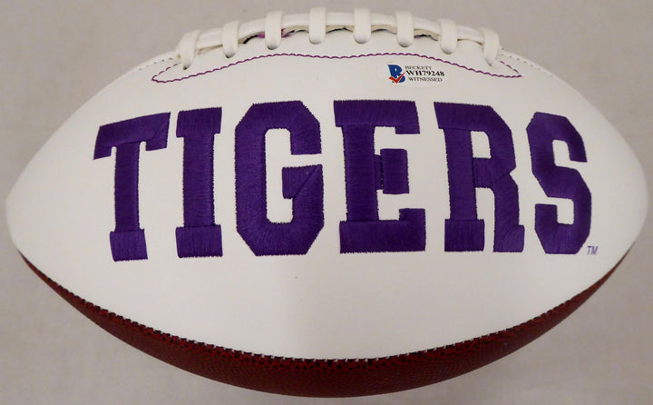 Travis Etienne Autographed Signed Clemson Tigers White Logo Football Beckett