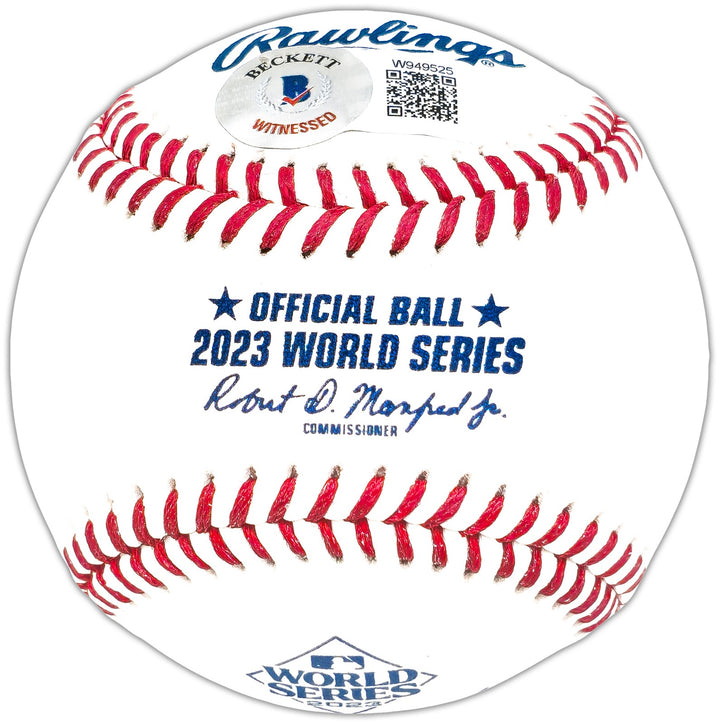 Josh Jung Signed Official 2023 WS Logo MLB Baseball Texas Rangers Beckett Wit