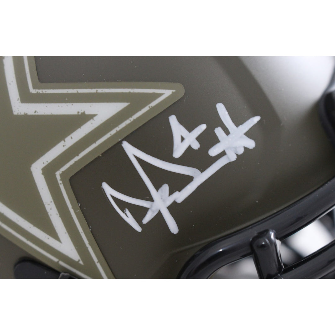 Dak Prescott Autographed/Signed Dallas Cowboys 22 STS Mini Helmet Beckett 56331