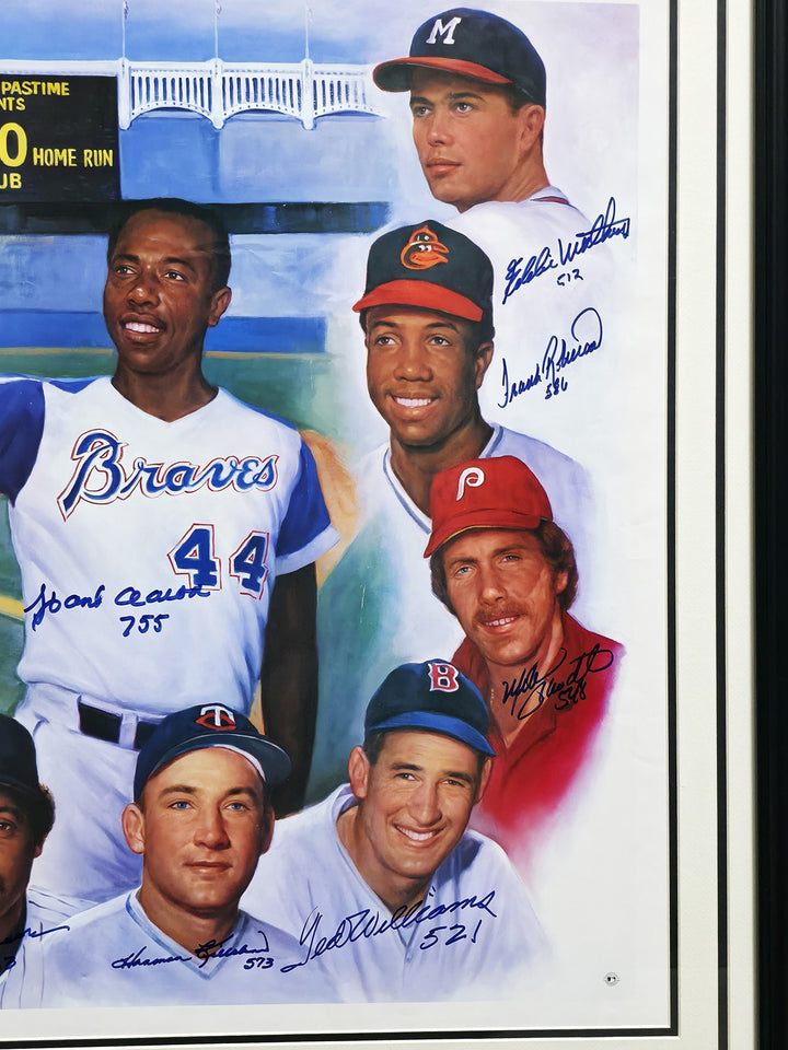 500 Home Run Club Auto Framed 28x30 Photo 11 Sigs Willie Mays Hank Aaron Beckett