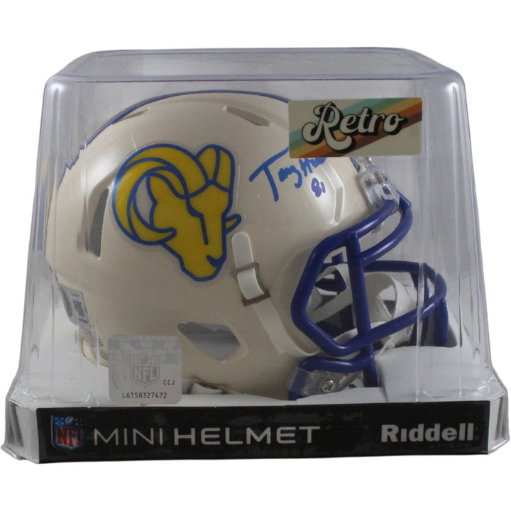 Torry Holt Autographed Los Angeles Rams Retro Mini Helmet Beckett Witness 56893