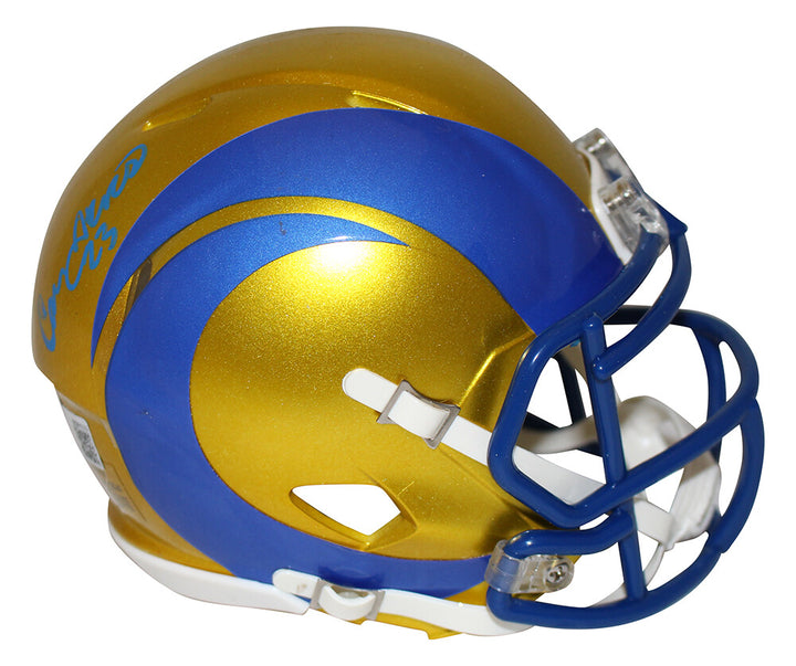Cam Akers Autographed Los Angeles Rams Flash Mini Helmet Beckett 35392