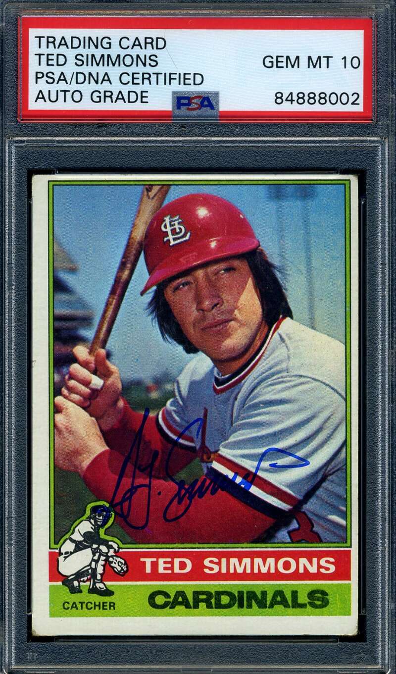 Ted Simmons Gem Mint 10 PSA DNA Signed 1976 Topps Autograph