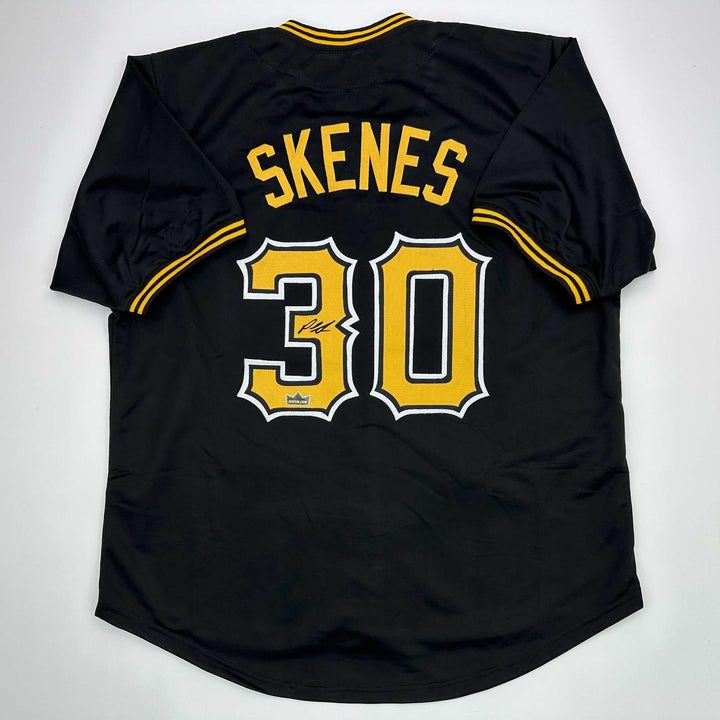 Facsimile Autographed Paul Skenes Pittsburgh Black Reprint Jersey Size Men's XL