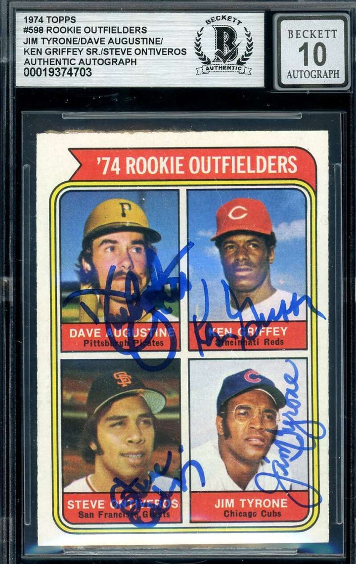 Ken Griffey Sr Gem Mint 10 Beckett BAS Signed by All 4 1974 Topps Rookie