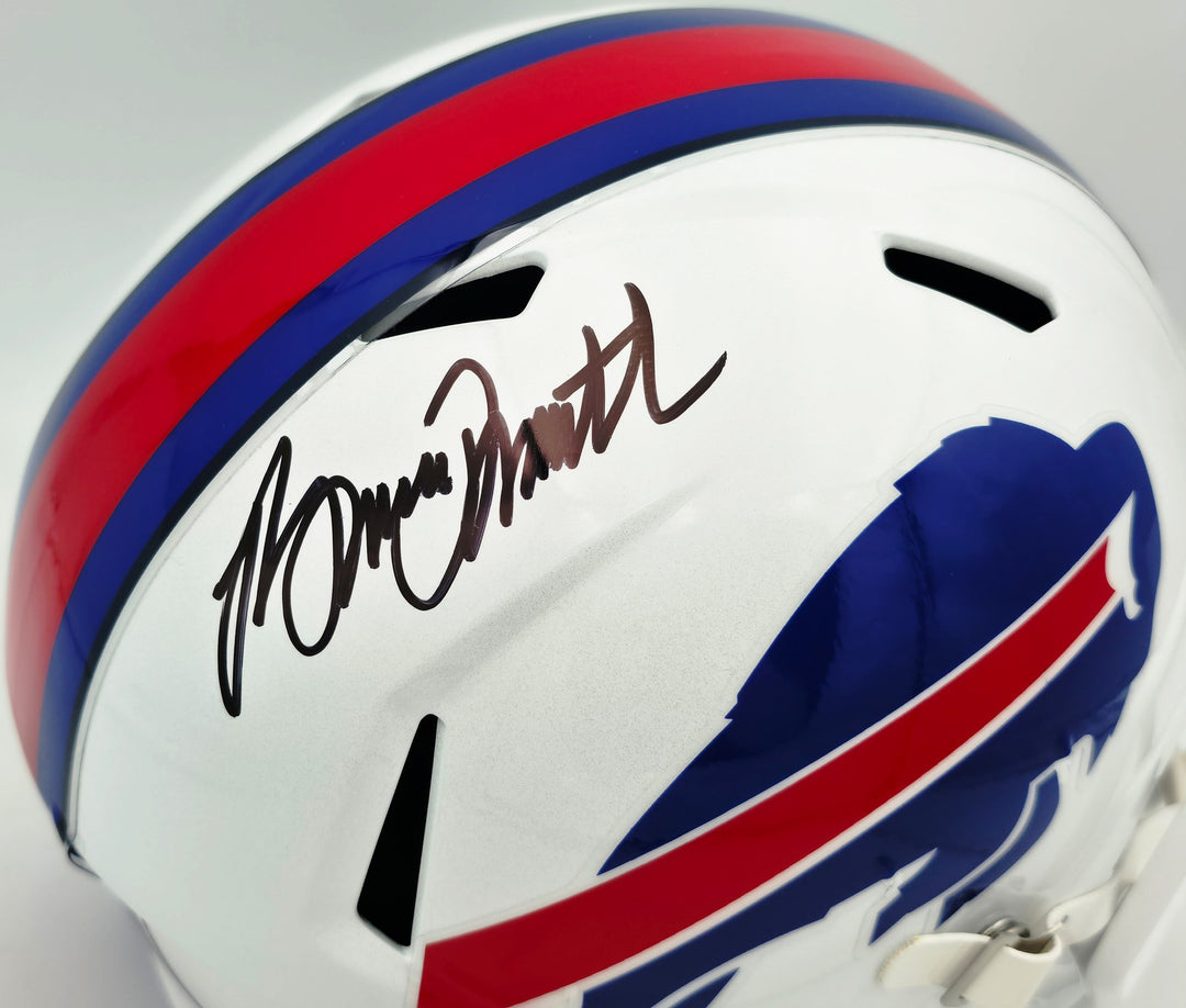 Bruce Smith Signed Bills White Full Size Speed Replica Helmet BAS Witness