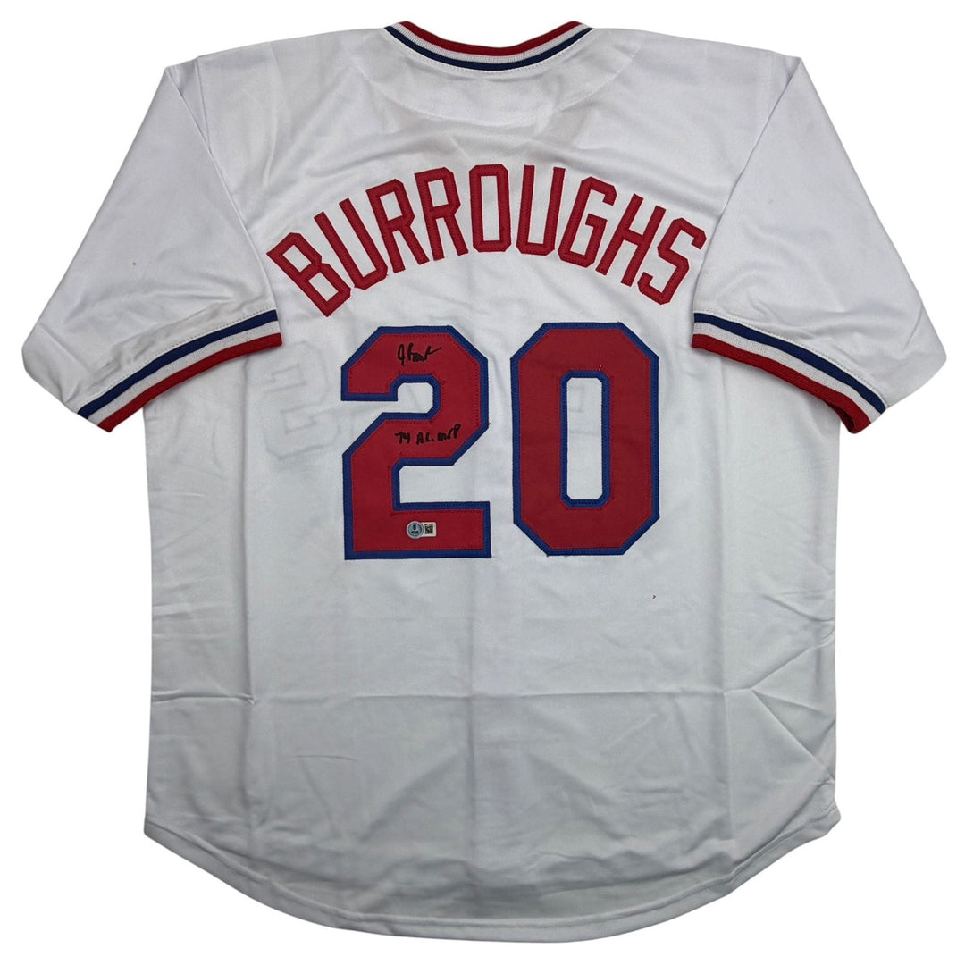 Autographed/Signed Jeff Burroughs Texas White Baseball Jersey Beckett COA
