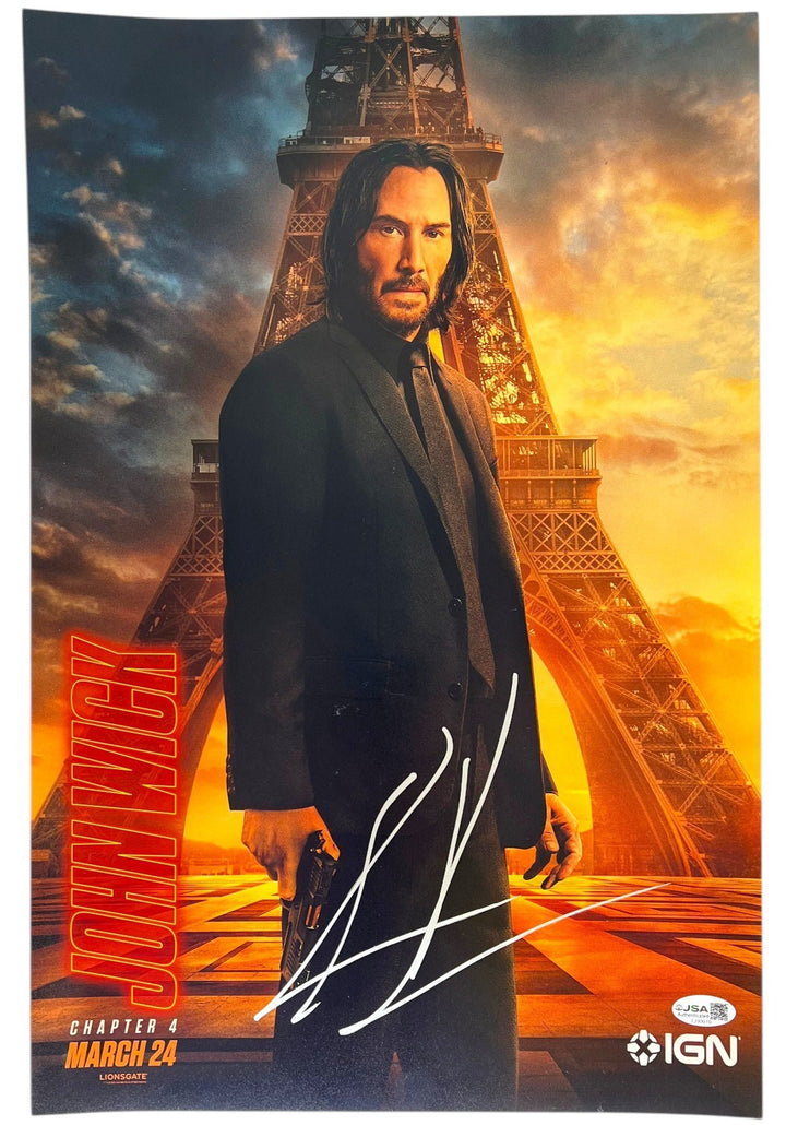 KEANU REEVES SIGNED JOHN WICK CHAPTER 4 12X18 MOVIE POSTER PHOTO JSA COA