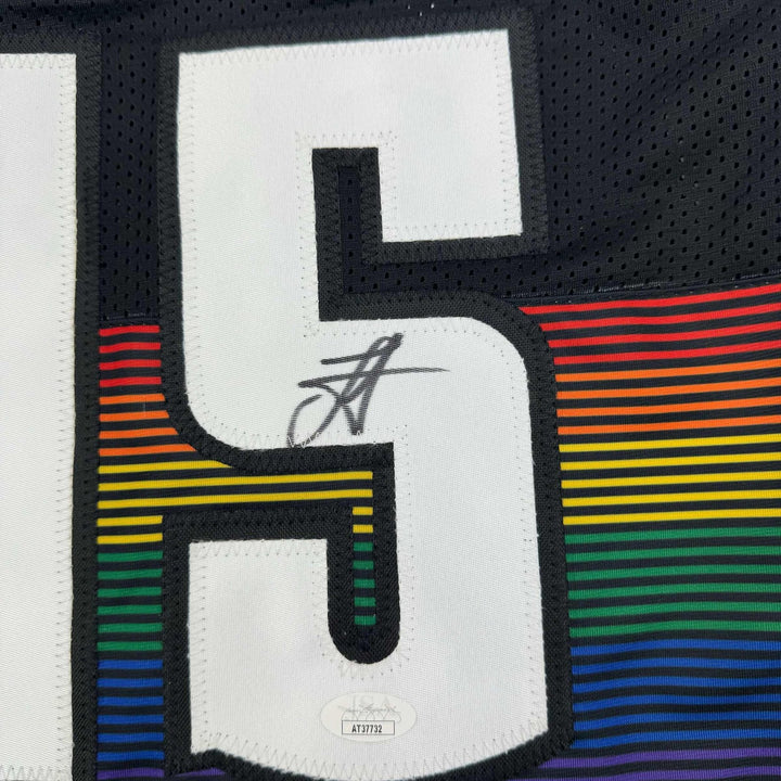 Autographed/Signed Nikola Jokic Denver Black Rainbow Jersey JSA COA
